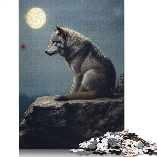 1000-teiliges Papierpuzzle „Wolf im Mondlicht“, Papierpuzzle für Erwachsene und Jugendliche ab 12 Jahren, 1000 Teile (38 x 26 cm) von BVGVFHT