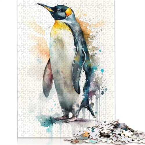 1000-teiliges Pinguin-Aquarell-Puzzle für Erwachsene, Puzzle, Lernspiel, Herausforderungsspielzeug, 1000 Stück (75 x 50 cm) von BVGVFHT