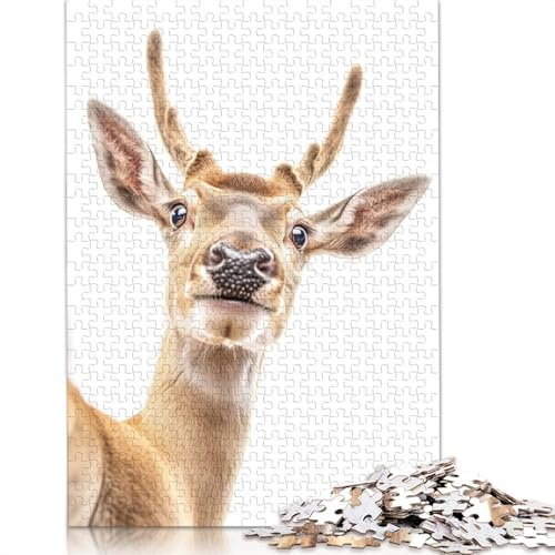 1000-teiliges Puzzle „EIN Hirsch Macht EIN Selfie“ für Erwachsene, Puzzles für Erwachsene, Puzzles, einzigartige Heimdekoration und Geschenke, 1000 Teile (75 x 50 cm) von BVGVFHT