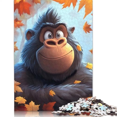 1000-teiliges Puzzle „Lächelnder Gorilla im Herbst“ für Erwachsene und Teenager, Lernspielzeug aus Papier, 1000 Teile (75 x 50 cm) von BVGVFHT