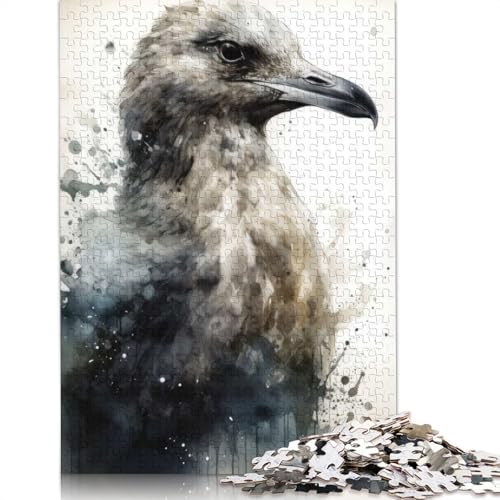 1000-teiliges Puzzle „Seagull Beauty“ mit schwarzer Tinte für Erwachsene und Teenager, 1000 Teile (75 x 50 cm) von BVGVFHT