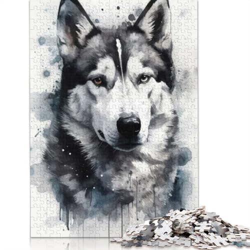 1000-teiliges Puzzle „Siberian Husky Dog Beauty“ für Erwachsene, Papierpuzzles, Puzzles für Erwachsene, Lernspiel, Herausforderungsspielzeug (38 x 26 cm) von BVGVFHT
