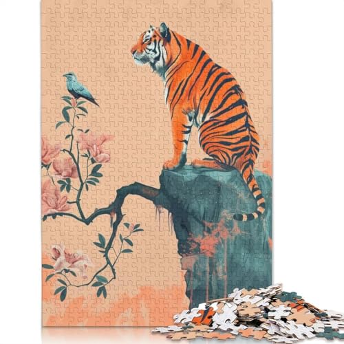 1000-teiliges Puzzle „Tiger und Vogel auf Einer Klippe“ für Erwachsene, Papierpuzzle, Puzzle für Erwachsene, 1000 Teile (75 x 50 cm) von BVGVFHT