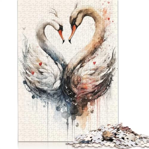 1000-teiliges Puzzle „Zwei verliebte Schwäne“ für Erwachsene, Papierpuzzle, Lernspiel für Erwachsene Teenager, 1000 Teile (38 x 26 cm) von BVGVFHT