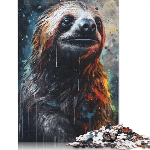 1000-teiliges Puzzle für Erwachsene mit Faultier-Porträt in Anthrazit, Papierpuzzle für Erwachsene, Lernspiel, Herausforderungsspielzeug, 1000 Stück (38 x 26 cm) von BVGVFHT