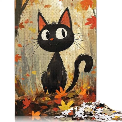 1000-teiliges Puzzle mit Herbstkatzen-Kunstmotiv für Erwachsene und Teenager, Papierpuzzle, 1000 Teile (75 x 50 cm) von BVGVFHT