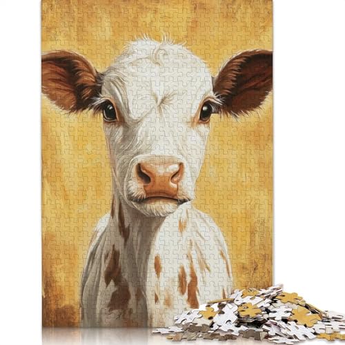 1000-teiliges Puzzle mit Kalbsporträt für Erwachsene, Papierpuzzle für Erwachsene, Lernspiel, Herausforderungsspielzeug, 1000 Stück (75 x 50 cm) von BVGVFHT