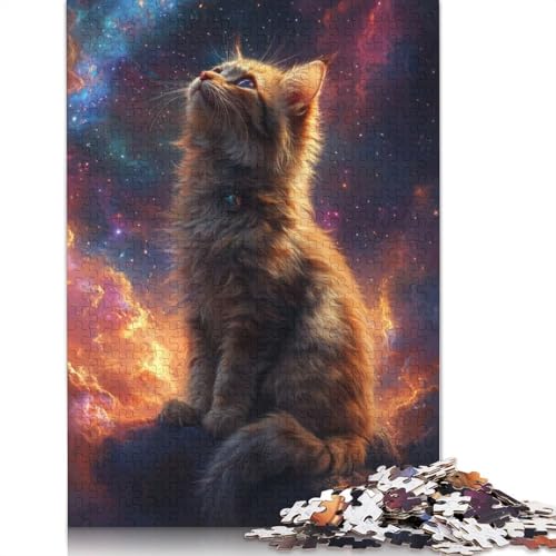 1000-teiliges Puzzle mit Katzen-Motiv, die Sterne betrachten, für Erwachsene und Teenager, Lernspiele für Zuhause, DIY-Spielzeug, 1000 Stück (75 x 50 cm) von BVGVFHT