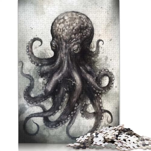 1000-teiliges Puzzle mit Oktopus-Schönheit und Aquarellmotiv für Erwachsene, Papierpuzzle für Erwachsene, für Familienspaß und Spieleabend, 1000 Teile (75 x 50 cm) von BVGVFHT