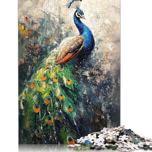 1000-teiliges Puzzle mit Pfauenmalerei für Erwachsene, Papierpuzzle, Lernspiel für Erwachsene Teenager, 1000 Teile (38 x 26 cm) von BVGVFHT
