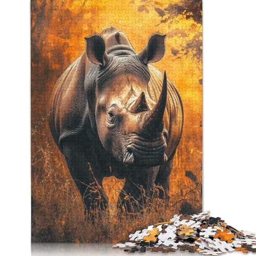1000-teiliges Puzzle mit Porträt eines weißen Nashorns für Erwachsene, Puzzle für Erwachsene, Alter 14+, 1000 Teile (75 x 50 cm) von BVGVFHT