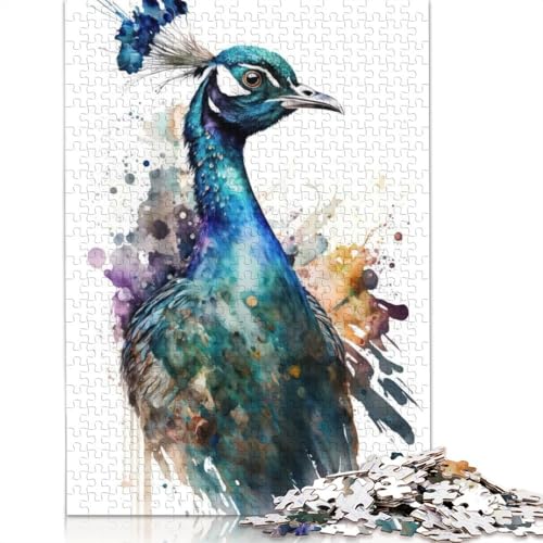 1000-teiliges Puzzle mit Vogel- und Pfauenmotiv, Aquarell, für Erwachsene und Jugendliche, Lernspielzeug aus Papier, 1000 Teile (75 x 50 cm) von BVGVFHT