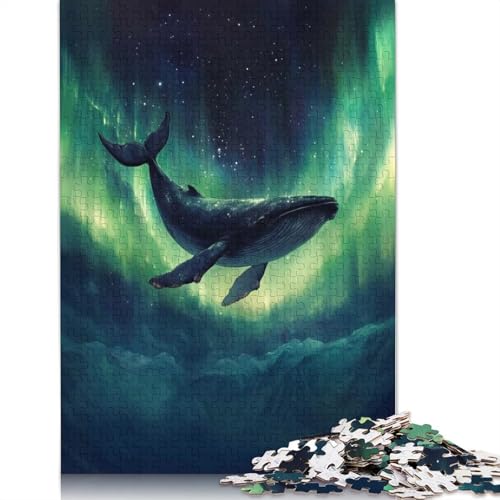 1000-teiliges Puzzle mit Walen und Nordlichtern für Erwachsene und Teenager. Puzzle für Familienspaß und Spieleabende. 1000 Teile (75 x 50 cm) von BVGVFHT