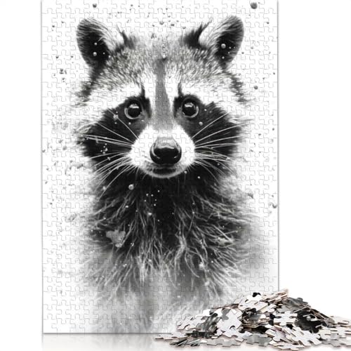 1000-teiliges Puzzle mit Waschbär-Schönheit und Aquarellmotiv für Erwachsene und Jugendliche, Lernspielzeug aus Papier, 1000 Teile (75 x 50 cm) von BVGVFHT