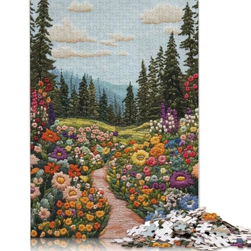1000-teiliges Puzzle mit besticktem Waldweg, für Erwachsene, Papierpuzzle, Lernspiel für Erwachsene Teenager, 1000 Stück (75 x 50 cm) von BVGVFHT