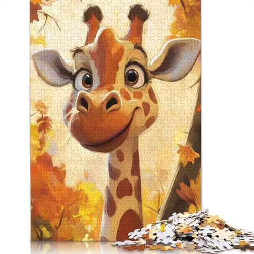 1000-teiliges Puzzle mit lächelnder Giraffe im Herbst für Erwachsene, Puzzles für Erwachsene, Puzzles, einzigartige Heimdekoration und Geschenke, 1000 Teile (38 x 26 cm) von BVGVFHT