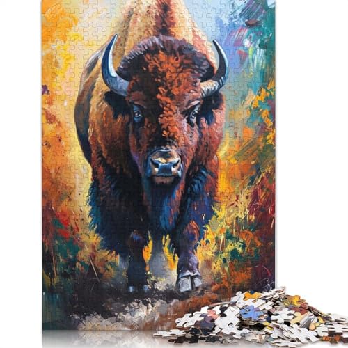 1000-teiliges Puzzle mit majestätischem Bison-Gemälde für Erwachsene und Jugendliche, Lernspielzeug aus Papier, 1000 Teile (75 x 50 cm) von BVGVFHT
