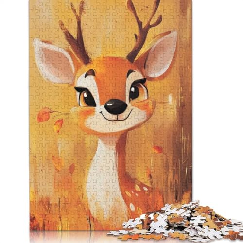 1000-teiliges Puzzle mit niedlichem Hirschgemälde für Erwachsene, Puzzle für Erwachsene und Jugendliche ab 12 Jahren, 1000 Teile (75 x 50 cm) < von BVGVFHT