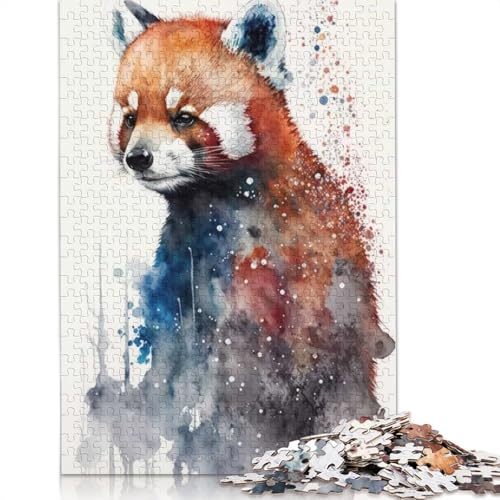 1000-teiliges Puzzle mit rotem Panda-Aquarell für Erwachsene, Papierpuzzles für Teenager, Geschenke, einzigartige Heimdekoration und Geschenke, 1000 Stück (75 x 50 cm) von BVGVFHT