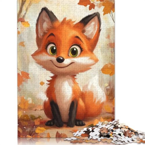 1000-teiliges Puzzle mit süßem Fuchs im Herbst für Erwachsene, Papierpuzzle, Puzzle für Erwachsene, 1000 Teile (38 x 26 cm) von BVGVFHT