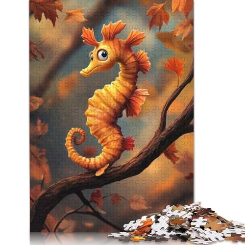 1000-teiliges Seepferdchen-Puzzle im Herbst für Erwachsene Teenager, Papierpuzzles, nachhaltiges Puzzle für Erwachsene | Spiele 1000 Stück (75 x 50 cm) von BVGVFHT