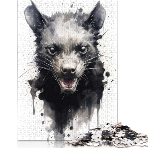 1000-teiliges Tasmanischer Teufel-Aquarell-Puzzle für Erwachsene, Puzzle, Puzzle für Erwachsene, einzigartige Heimdekoration und Geschenke, 1000 Teile (38 x 26 cm) von BVGVFHT