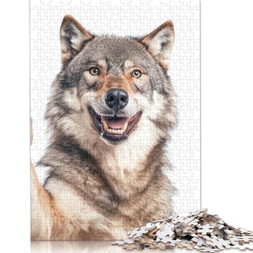 1000-teiliges lächelndes Wolf-Selfie-Puzzle für Erwachsene, Papierpuzzles, Puzzles für Erwachsene, Lernspiel, Herausforderungsspielzeug, 1000 Stück (38 x 26 cm) von BVGVFHT