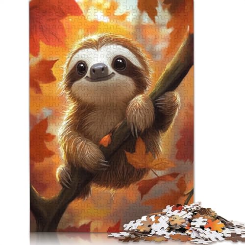 1000-teiliges süßes Faultier im Herbst-Puzzle für Erwachsene, Puzzle, Lernspiel, Herausforderungsspielzeug, 1000 Stück (75 x 50 cm) von BVGVFHT