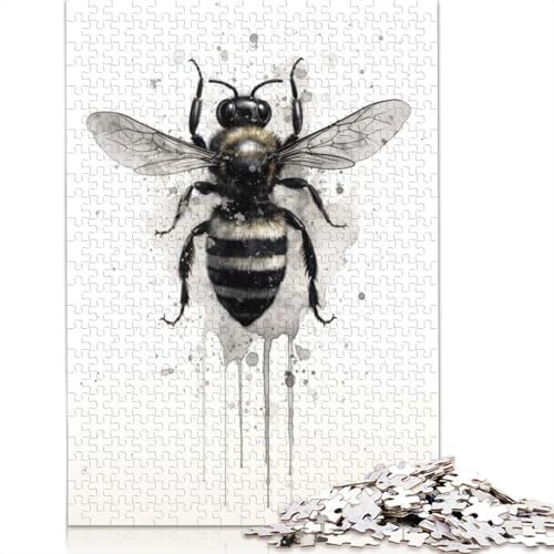 Bee Beauty Black Ink 1000-teiliges Puzzle für Erwachsene und Teenager, Teenager, Mann, Frau, Geschenk, 1000 Teile (38 x 26 cm) von BVGVFHT