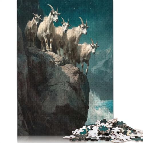 Bergziegen bei Nacht, Puzzle für Erwachsene, 1000 Teile, Puzzle für Erwachsene und Teenager, Familienspiel, 1000 Teile (38 x 26 cm) von BVGVFHT
