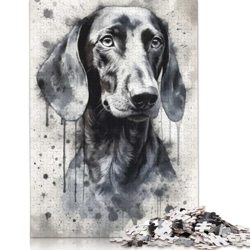 Dackelhund Aquarell 1000-teiliges Puzzle Papierpuzzle für Teenager Lustiges Puzzle 1000 Teile (75 x 50 cm) von BVGVFHT