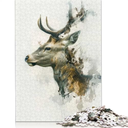 Deer Elegance Puzzle für Erwachsene und Jugendliche, 1000 Teile, Puzzle für Erwachsene, nachhaltige Puzzlespiele, 1000 Teile (38 x 26 cm) von BVGVFHT