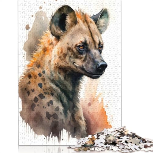 EIN Hyänen-Aquarell-Design, 1000 Teile, Puzzle für Teenager, Geschenke, Papierpuzzle, Puzzle für Erwachsene, Lernspiele für Zuhause, DIY-Spielzeug, 1000 Teile (75 x 50 cm) von BVGVFHT