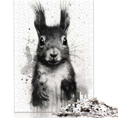 Eichhörnchen-Schönheit, Schwarze Tinte, Puzzle, 1000 Teile, für Erwachsene und Jugendliche ab 12 Jahren, 1000 Teile (38 x 26 cm) von BVGVFHT