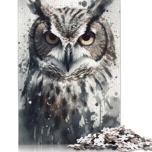 Eulenschönheit, Aquarell-Puzzle für Erwachsene, 1000-teiliges Puzzle für Teenager ab 12 Jahren, 1000 Teile (38 x 26 cm) von BVGVFHT