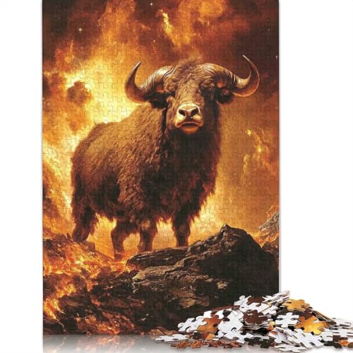 Fiery Bull Papierpuzzle 1000 Teile Puzzle für Erwachsene Lernspiel Herausforderung Spielzeug 1000 Stück (38 x 26 cm) von BVGVFHT