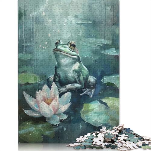 Frosch auf Seerosenblatt, 1000-teiliges Puzzle, Papierpuzzle für Teenager, lustiges Puzzle, 1000 Teile (75 x 50 cm) von BVGVFHT