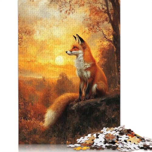 Fuchs bei Sonnenuntergang, Papierpuzzle, 1000 Teile, Puzzle für Erwachsene, Lernspiel, Herausforderungsspielzeug, 1000 Teile (38 x 26 cm) von BVGVFHT