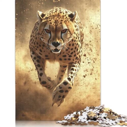 Geparden-Laufpuzzle für Erwachsene und Jugendliche, 1000 Teile, Papierpuzzles für Teenager, Geschenke, Denksportspiel, 1000 Teile (75 x 50 cm) von BVGVFHT
