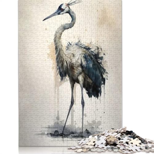 Graceful Crane Aquarell-Puzzle für Erwachsene und Jugendliche, 1000 Teile, Puzzle für Erwachsene, nachhaltige Puzzlespiele, 1000 Teile (75 x 50 cm) von BVGVFHT