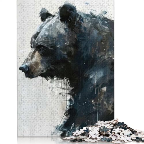 Grizzlybär-Porträt-Kunstpuzzle für Erwachsene, 1000-teiliges Puzzle für Teenager ab 12 Jahren, 1000 Teile (75 x 50 cm) von BVGVFHT
