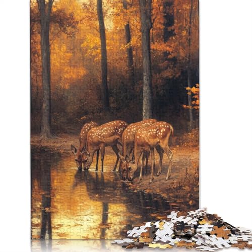 Hirsch im Herbstwald, Papierpuzzle, 1000 Teile, Puzzle für Erwachsene, Lernspiel, Herausforderungsspielzeug, 1000 Teile (38 x 26 cm) von BVGVFHT