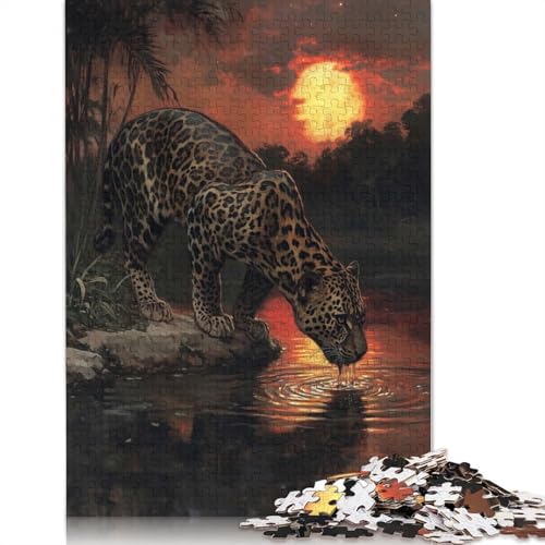 Jaguar bei Sonnenuntergang, 1000-teiliges Papierpuzzle für Erwachsene, Puzzle, Lernspiel, Herausforderungsspielzeug, 1000 Teile (38 x 26 cm) von BVGVFHT
