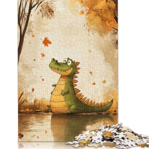 Lächelndes Krokodil im Herbst, Puzzle für Erwachsene, 1000 Teile, Puzzle für Teenager ab 12 Jahren, 1000 Teile (38 x 26 cm) von BVGVFHT