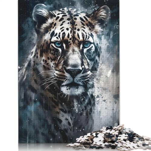 Leopardenporträt-Gemälde, 1000-teiliges Puzzle für Teenager, Geschenke, Papierpuzzle, Puzzle für Erwachsene, Lernspiele für zu Hause, DIY-Spielzeug, 1000 Teile (38 x 26 cm) von BVGVFHT