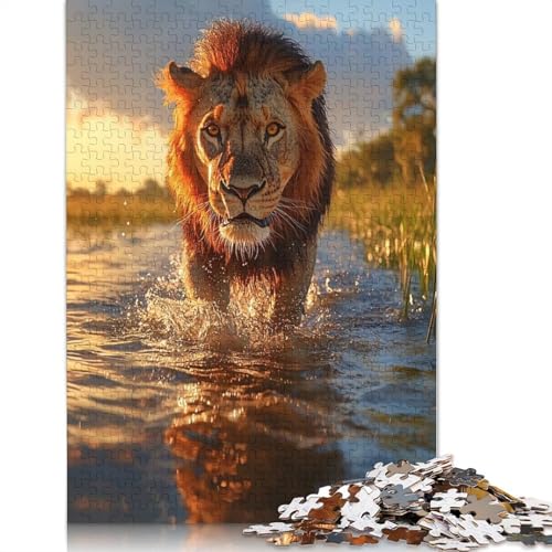 Löwe läuft durchs Wasser, Puzzle für Erwachsene und Jugendliche, 1000 Teile, Papierpuzzle für Teenager, Geschenke, Denksportspiel, 1000 Teile (38 x 26 cm) von BVGVFHT