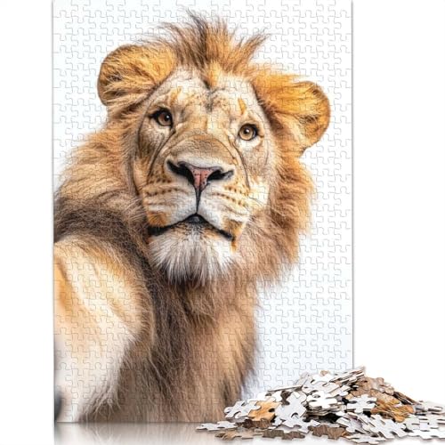 Löwen-Selfie-Puzzles für Erwachsene, 1000-teiliges Puzzle für Teenager, Lernspiel, Herausforderungsspielzeug, 1000 Teile (38 x 26 cm) von BVGVFHT