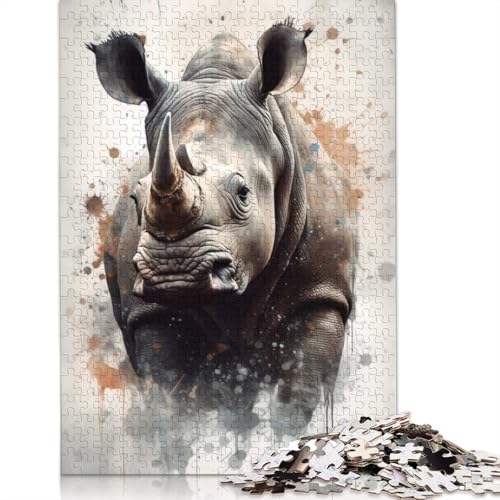 Nashorn-Schönheitspuzzle für Erwachsene und Jugendliche, 1000 Teile, Papierpuzzles für Teenager, Geschenke, Denksportspiel, 1000 Teile (75 x 50 cm) von BVGVFHT