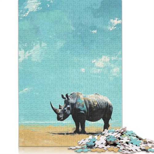 Nashorn unter blauem Himmel, Puzzle, 1000 Teile, für Erwachsene und Jugendliche ab 12 Jahren, 1000 Teile (38 x 26 cm) von BVGVFHT