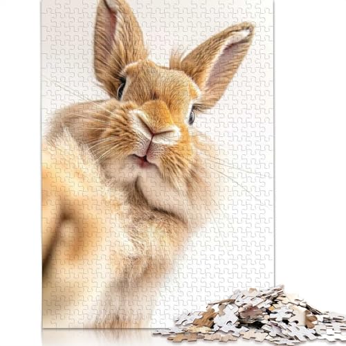 Niedliches Häschen-Selfie-Puzzle für Erwachsene, 1000-teiliges Puzzle für Teenager, Lernspiel, Herausforderungsspielzeug, 1000 Teile (75 x 50 cm) von BVGVFHT